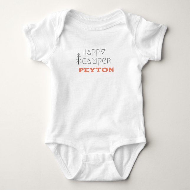 happy camper.Custom name.Baby One-Piece Bodysuit (Front)
