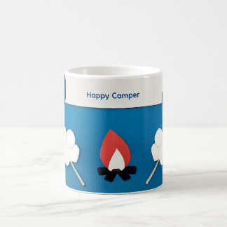 Happy Camper Custom Text with Fire and Marshmallow Coffee Mug