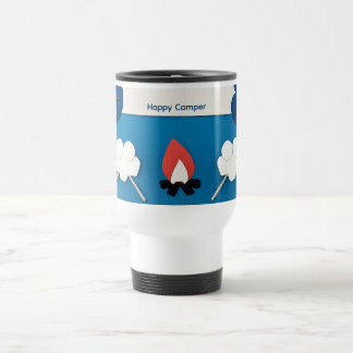 Happy Camper Custom Text with Fire and Marshmallow Travel Mug