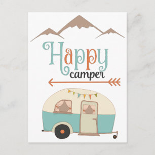 Happy Camper Cute Retro RV Postcard