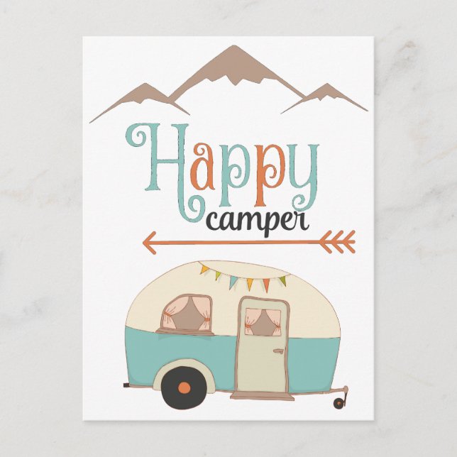 Happy Camper Cute Retro RV Postcard (Front)