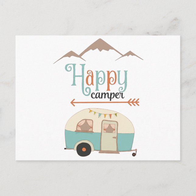 Happy Camper Cute Retro RV Postcard (Front)