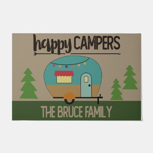 Happy Camper Doormat, Customised Camping Doormat (Front)