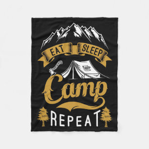 Happy Camper Eat Sleep Camp Repeat Fleece Blanket