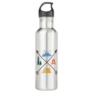 Happy camper, fire, woods, mountain and tent desi 710 ml water bottle