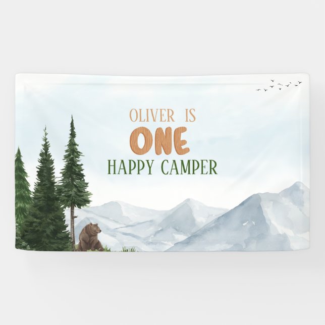 Happy Camper Forest Boy Birthday Party Banner (Horizontal)