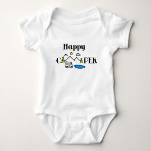 Happy Camper Fun Nature Green Digital Art Baby Bodysuit