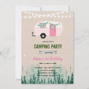 Happy camper girl theme invite