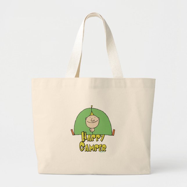 Happy Camper Guy Large Tote Bag (Front)