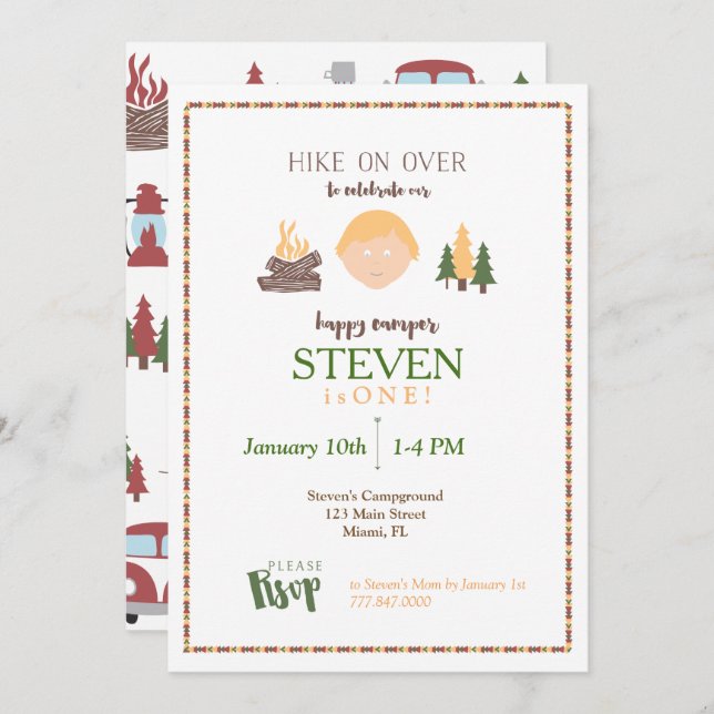 Happy Camper Invitation (Front/Back)