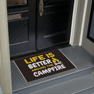 Happy Camper Life Is Better Around The Campfire Doormat