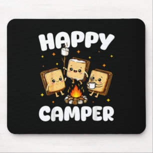 Happy Camper Marshmallow Funny Camping Men Women Mouse Mat