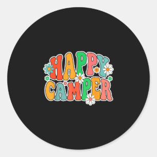 Happy camper marshmallow funny hiking camping crew classic round sticker