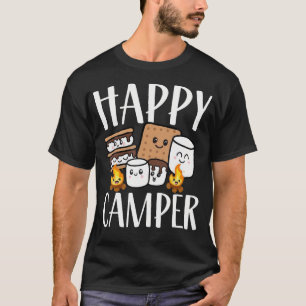Happy Camper Marshmallow Summer Camp Funny Camping T-Shirt