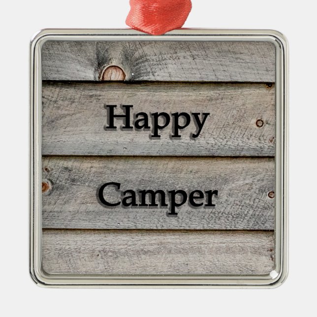 Happy Camper Metal Tree Decoration (Front)