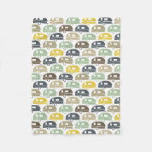 Happy Camper | Modern Camper Blanket Retro Blues