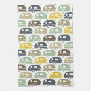 Happy Camper   Modern Camper Decor Retro Tea Towel