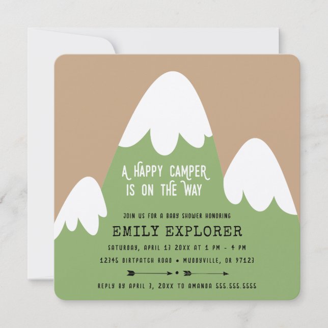 Happy Camper | Mountain Baby Shower Invitation (Front)