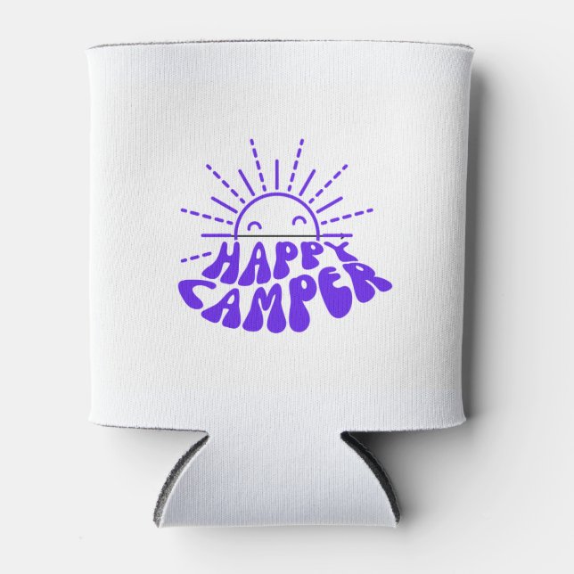Happy Camper on a  Can Cooler (Front)