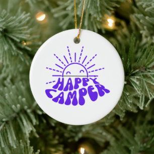 Happy Camper on a Ceramic Tree Decoration