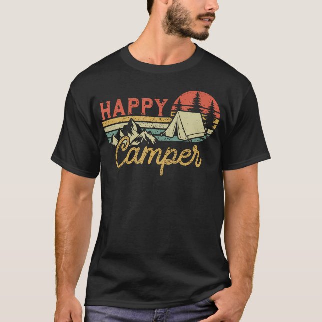 Happy Camper Outdoor Camp Hiking Funny Camping T-Shirt (Front)