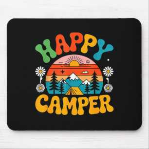 Happy camper outdoor nature adventure design mouse mat