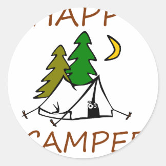 Happy Camper Outdoors Classic Round Sticker