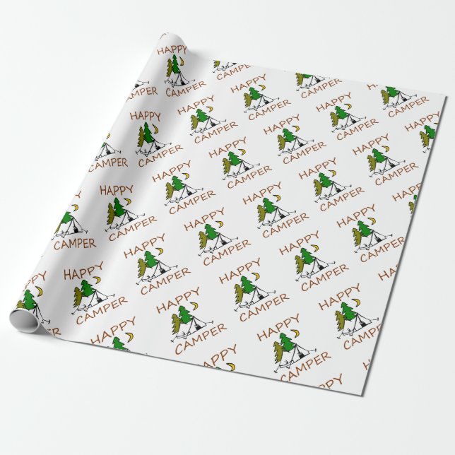 Happy Camper Outdoors Wrapping Paper (Unrolled)