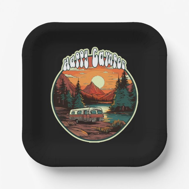 Happy Camper Paper Plate (Front)