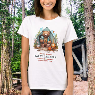 Happy Camper Personalised Family Cute Camping Bear T-Shirt