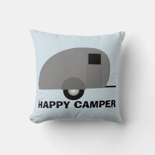 Happy Camper Pillow, Camper Trailer Cushion