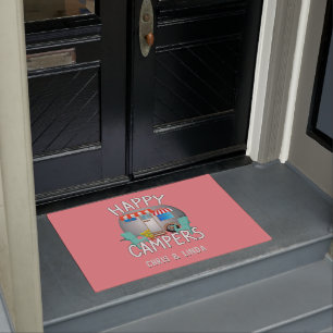 Happy Camper Pink Camper Welcome Doormat