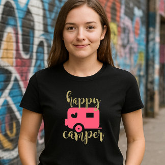 Happy Camper - Pink Heart Camper  T-Shirt