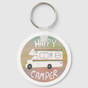 Happy Camper Rainbow RV Sunset Motorhome RVing Key Ring