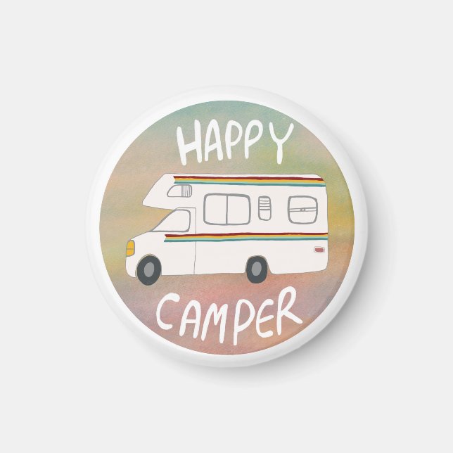 Happy Camper Rainbow RV Sunset Motorhome RVing Magnet (Front)
