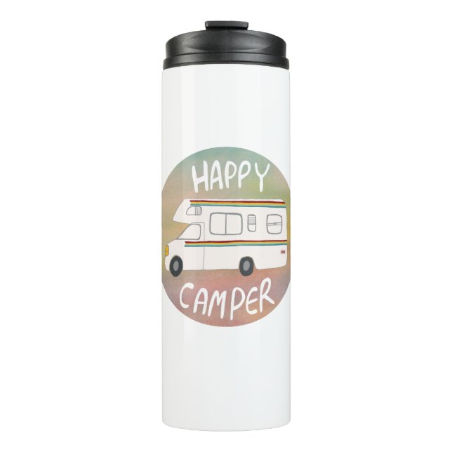 Happy Camper Rainbow RV Sunset Motorhome RVing Thermal Tumbler (Front)