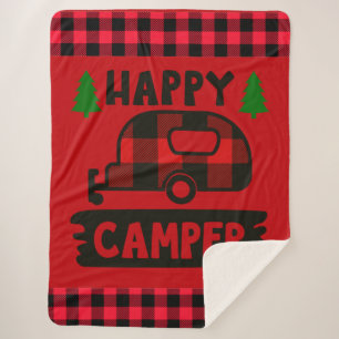 Happy Camper Red Buffalo Plaid Sherpa Blanket
