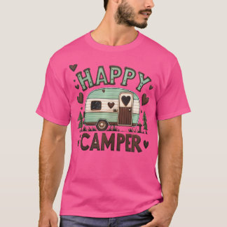 Happy Camper Retro Nostalgic Cute Heart Love Campi T-Shirt