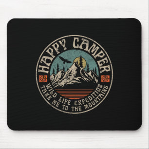 Happy Camper Retro Vintage Camping Hiking Mountain Mouse Mat