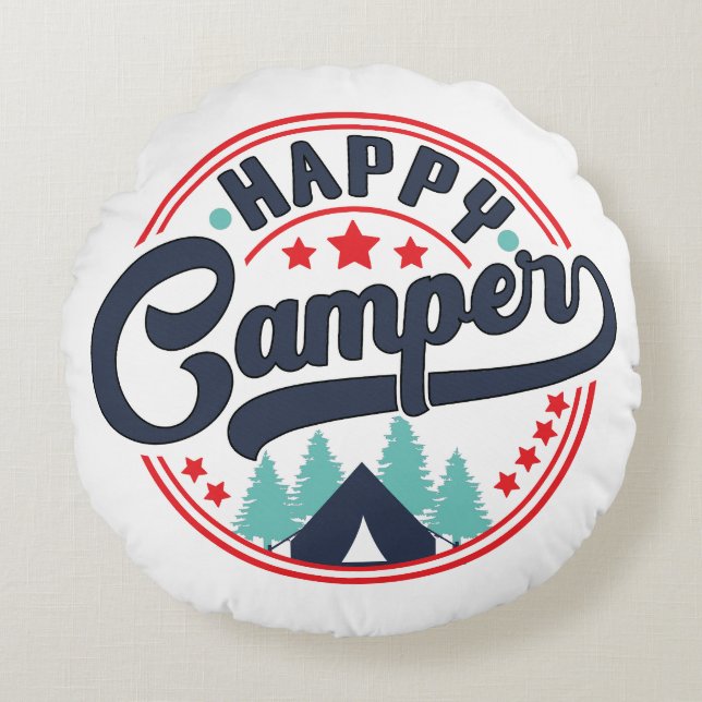Happy Camper Round Cushion (Front)