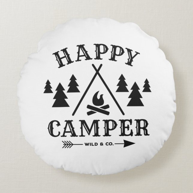 Happy Camper Round Cushion (Front)