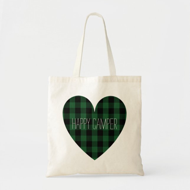 Happy Camper | Rustic Camping Heart Retired RVer Tote Bag (Front)