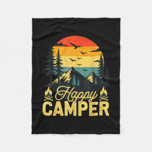 Happy camper rustic outdoor adventure design fleece blanket
