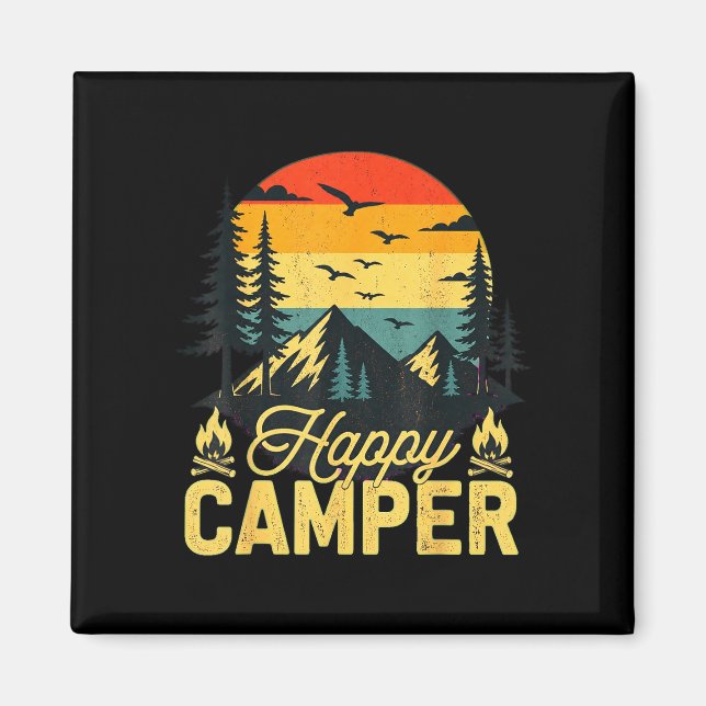 Happy camper rustic outdoor adventure design  magnet (Front)