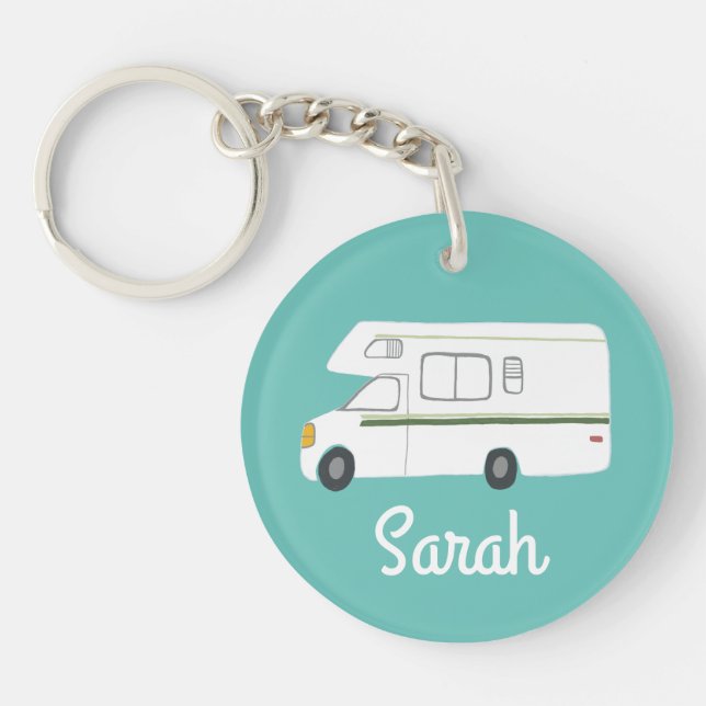 HAPPY CAMPER RV Motorhome Camper CUSTOM Key Ring (Front)