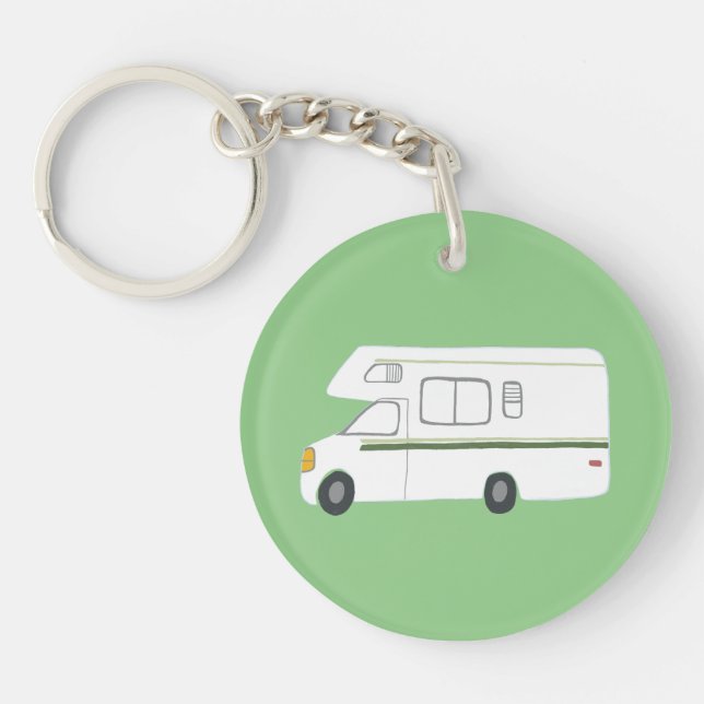 HAPPY CAMPER RV Motorhome Camper CUSTOM Key Ring (Front)