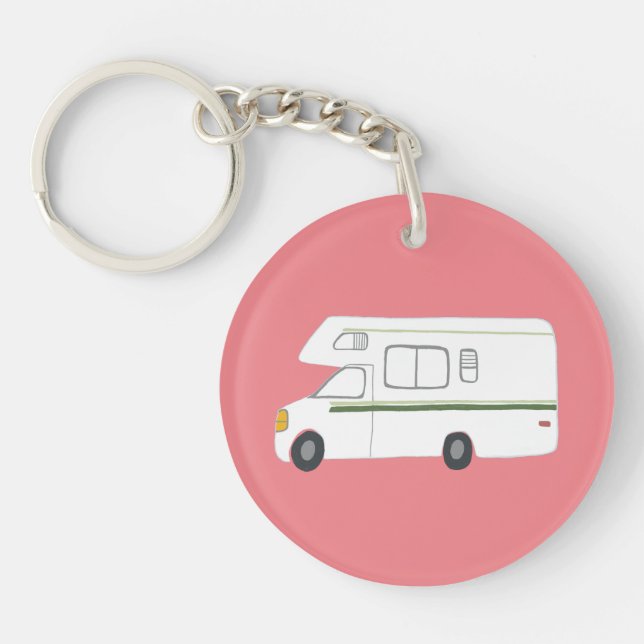 HAPPY CAMPER RV Motorhome Camper CUSTOM Key Ring (Front)