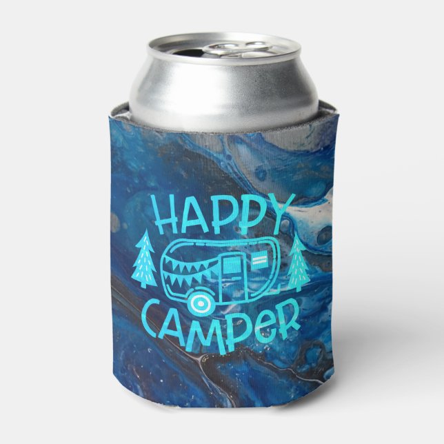 Happy Camper RV Travel Wanderlust Camping Can Cooler (Can Front)