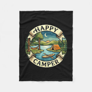 Happy camper seek adventure camping campfire fleece blanket