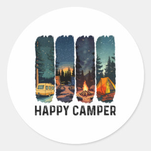 Happy Camper Shirt Hiking Adventure Summer Camp Ca Classic Round Sticker